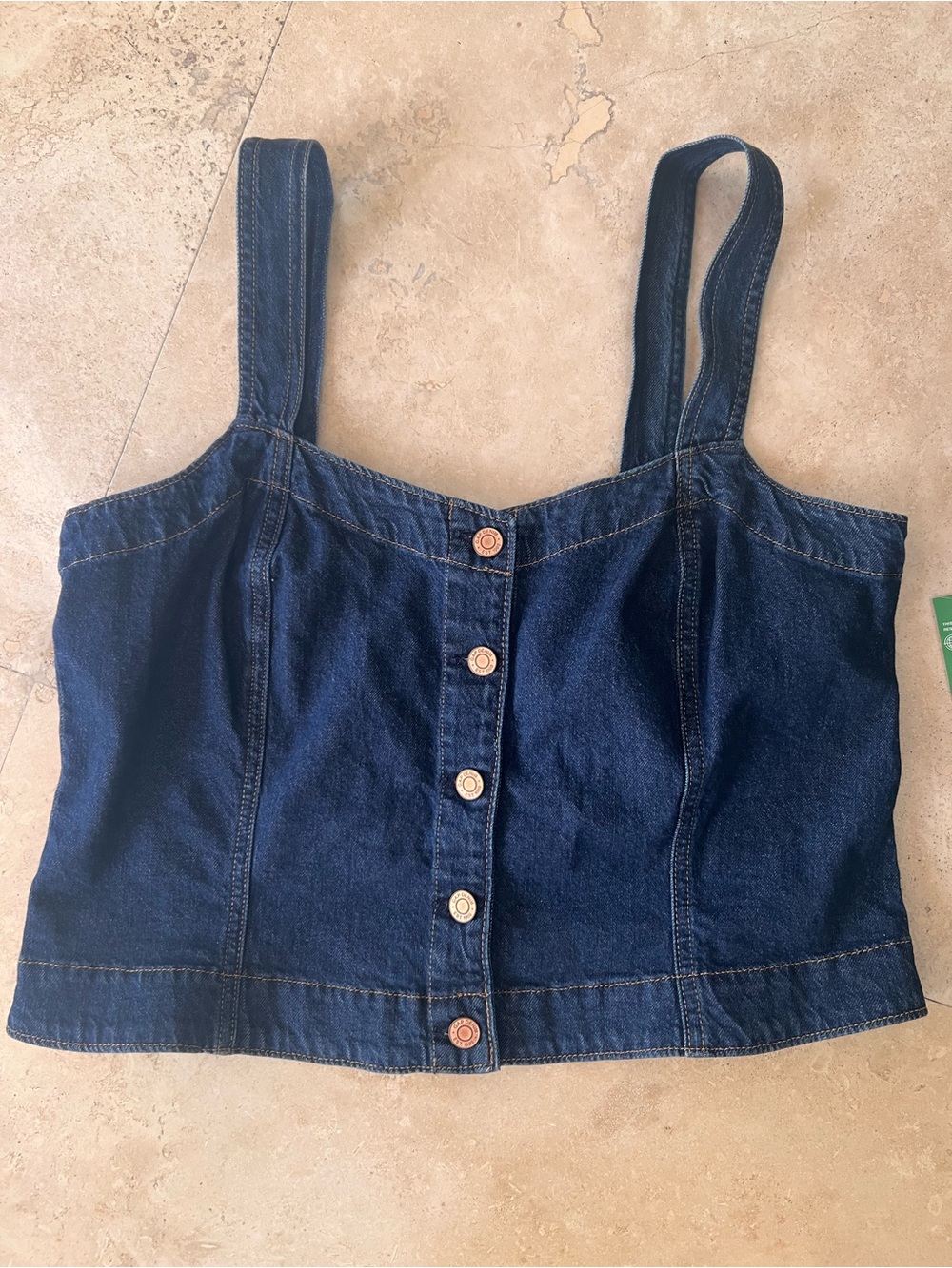 GAP Dark Blue Denim Button-Front Cropped Camisole